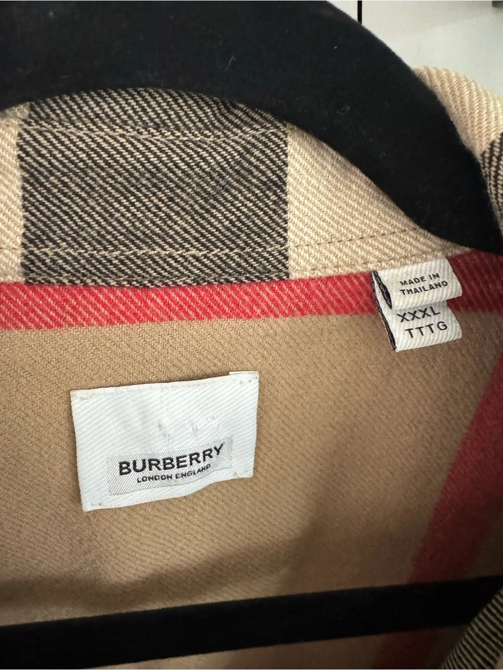 Burberry Beige and Black Check Zip Jacket with Red Accents